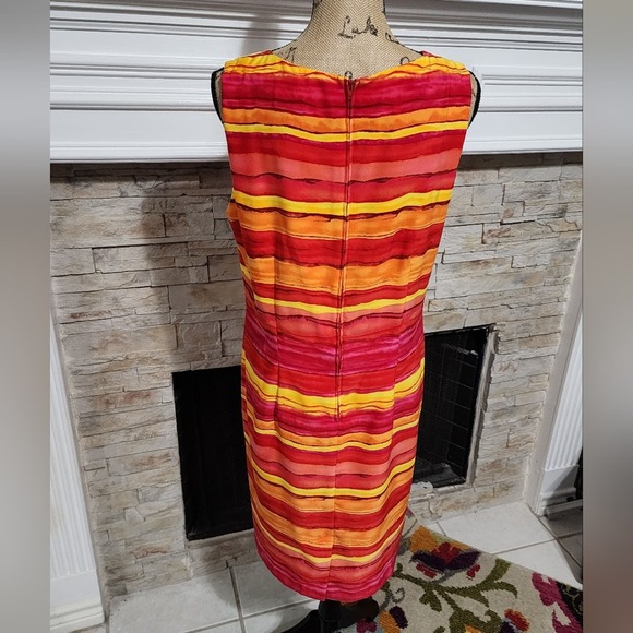 Jessica‎ Howard vintage y2k striped sunrise midi sheath dress plus size 16 - Picture 5 of 6